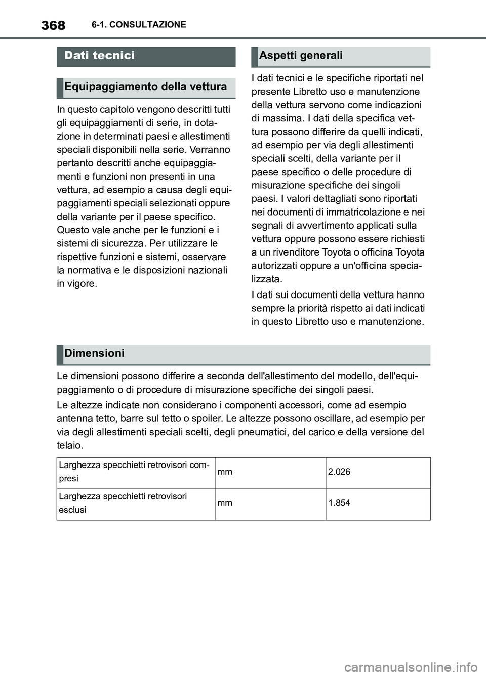 TOYOTA SUPRA 2021 Manuale duso (in Italian) 3686-1. CONSULTAZIONE
Supra Owners Manual_L (from Nov. 20 Prod.)
6-1.CONSULTAZIONE
In questo capitolo vengono descritti tutti
gli equipaggiamenti di serie, in dota-
zione in determinati paesi e all TOYOTA SUPRA 2021 Manuale duso (in Italian) 3686-1. CONSULTAZIONE
Supra Owners Manual_L (from Nov. 20 Prod.)
6-1.CONSULTAZIONE
In questo capitolo vengono descritti tutti
gli equipaggiamenti di serie, in dota-
zione in determinati paesi e all