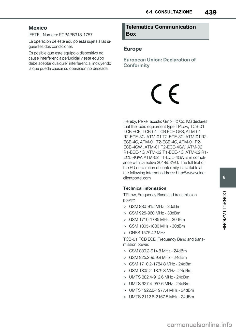 TOYOTA SUPRA 2021 Manuale duso (in Italian) 439
6 6-1. CONSULTAZIONE
CONSULTAZIONE
Supra Owners Manual_L (from Nov. 20 Prod.)
Telematics Communication
Box
Supra_OM_Italian_OM99X81L_1_2011.book 439 ページ 2020年8月28日 TOYOTA SUPRA 2021 Manuale duso (in Italian) 439
6 6-1. CONSULTAZIONE
CONSULTAZIONE
Supra Owners Manual_L (from Nov. 20 Prod.)
Telematics Communication
Box
Supra_OM_Italian_OM99X81L_1_2011.book 439 ページ 2020年8月28日