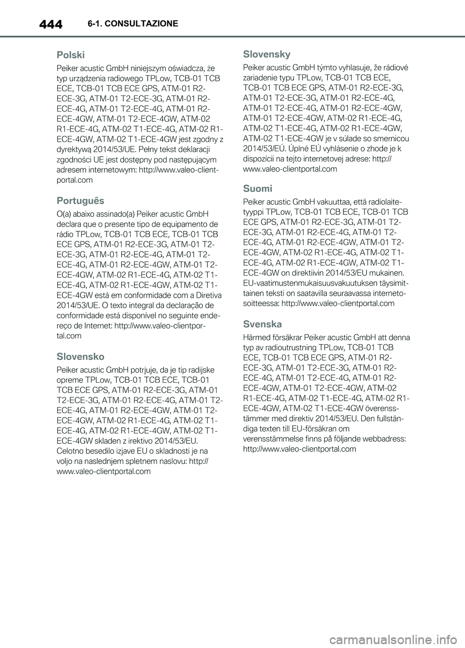 TOYOTA SUPRA 2021 Manuale duso (in Italian) 4446-1. CONSULTAZIONE
Supra Owners Manual_L (from Nov. 20 Prod.)
Supra_OM_Italian_OM99X81L_1_2011.book 444 ページ 2020年8月28日 金曜日 午後2時49分 TOYOTA SUPRA 2021 Manuale duso (in Italian) 4446-1. CONSULTAZIONE
Supra Owners Manual_L (from Nov. 20 Prod.)
Supra_OM_Italian_OM99X81L_1_2011.book 444 ページ 2020年8月28日 金曜日 午後2時49分