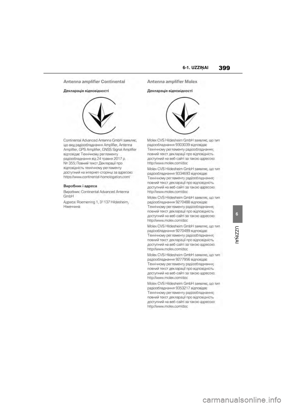TOYOTA SUPRA 2021  Lietošanas Instrukcija (in Latvian) 399
6
6-1. UZZI
ŅAI
UZZI ŅAI
Supra Owner’s Manual_LV (from Nov. ’20 Prod.)
Supra_OM_General_OM99X84LV_1_2011.book  Page 399  Sunday, December 27, 2020  12:37 PM 