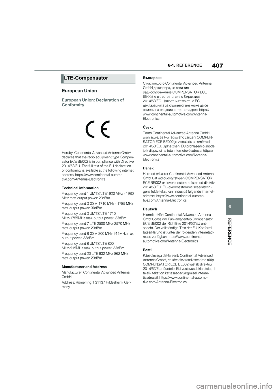 TOYOTA SUPRA 2022 Owners Manual 407
6
6-1. REFERENCE
REFERENCE
LTE-Compensator TOYOTA SUPRA 2022 Owners Manual 407
6
6-1. REFERENCE
REFERENCE
LTE-Compensator