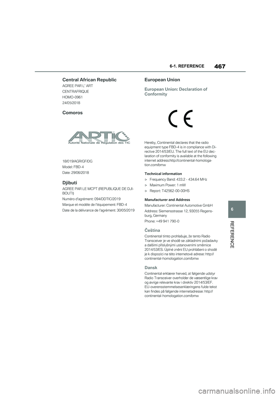 TOYOTA SUPRA 2022  Owners Manual 467
6 
6-1. REFERENCE
REFERENCE 