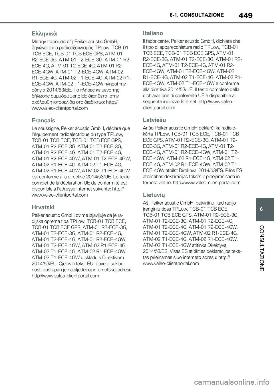 TOYOTA SUPRA 2022 Manuale duso (in Italian) 449
6 6-1. CONSULTAZIONE
CONSULTAZIONE
Supra_OM_Italian_OM9A063L_1_2111.book 449 ページ 2021年8月27日 金曜日 午後6時55分 TOYOTA SUPRA 2022 Manuale duso (in Italian) 449
6 6-1. CONSULTAZIONE
CONSULTAZIONE
Supra_OM_Italian_OM9A063L_1_2111.book 449 ページ 2021年8月27日 金曜日 午後6時55分