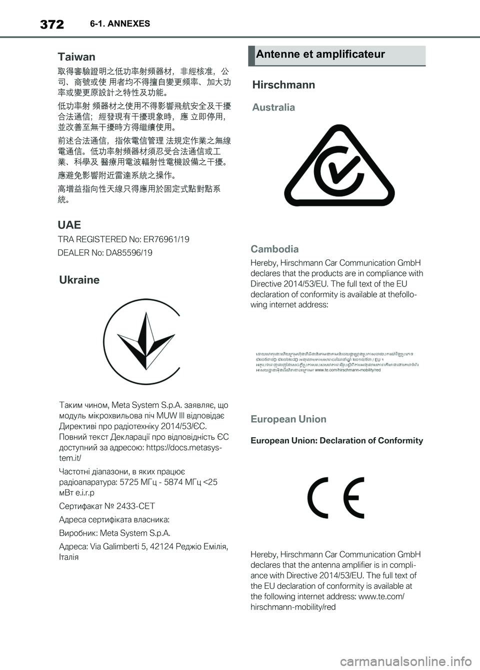 TOYOTA SUPRA 2022 Notices Demploi (in French) 3726-1. ANNEXES
Antenne et amplificateur
Supra_OM_French_OM9A060K_1_2111.book 372 ページ 2021年8月26日 木曜日 午前10時28分 TOYOTA SUPRA 2022 Notices Demploi (in French) 3726-1. ANNEXES
Antenne et amplificateur
Supra_OM_French_OM9A060K_1_2111.book 372 ページ 2021年8月26日 木曜日 午前10時28分