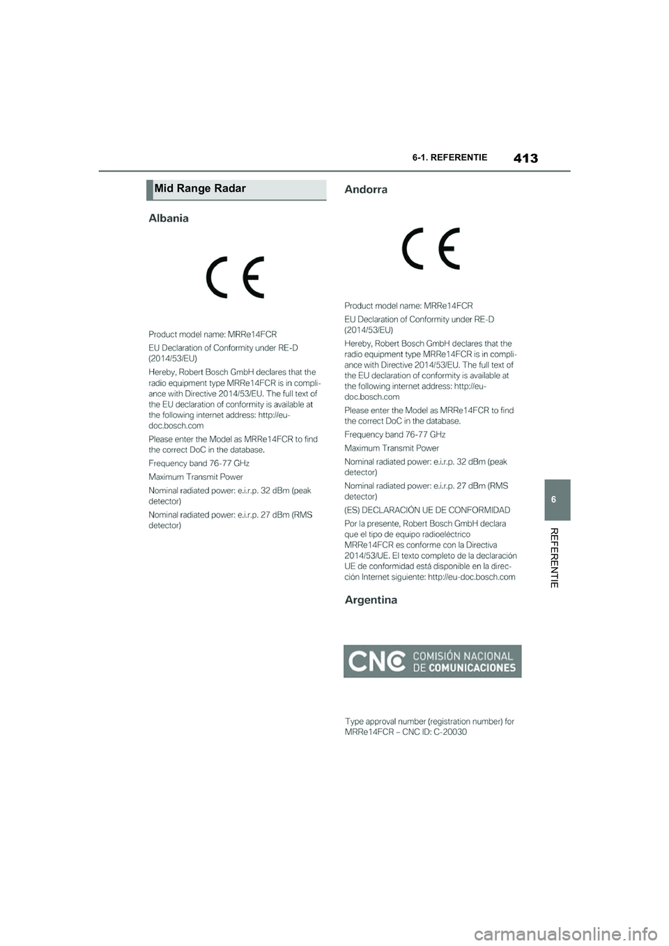 TOYOTA SUPRA 2022  Instructieboekje (in Dutch) 413
6
6-1. REFERENTIE
REFERENTIE
Mid Range Radar
Supra_OM_General_OM9A066E_1_2111.book  Page 
413  Friday, September 24, 2021  10:31 AM 