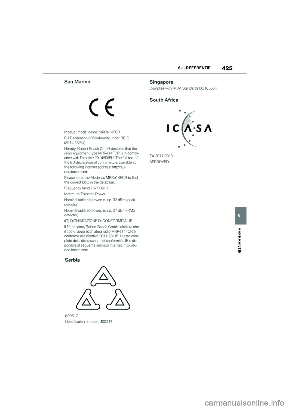 TOYOTA SUPRA 2022  Instructieboekje (in Dutch) 425
6
6-1. REFERENTIE
REFERENTIE
Supra_OM_General_OM9A066E_1_2111.book  Page 
425  Friday, September 24, 2021  10:31 AM 