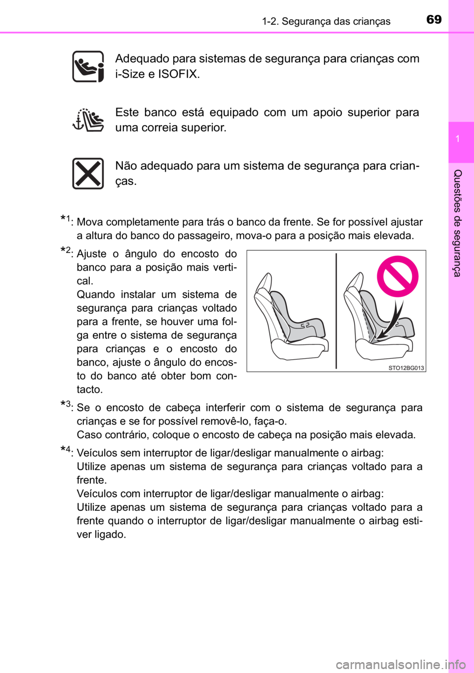 TOYOTA C-HR 2022  Manual de utilização (in Portuguese) 69������6�H�J�X�U�D�Q�o�D��G�D�V��F�U�L�D�Q�o�D�V
�
�4�X�H�V�W�}�H�V��G�H��V�H�J�X�U�D�Q�o�D
�
�� �0�R�Y�D��F�R�P�S�O�H�W�D�P�H�Q�W�H��S�D�U�D��W�U�i�V��R��E�D�Q�F�R��G�D��I�U�H�Q�W