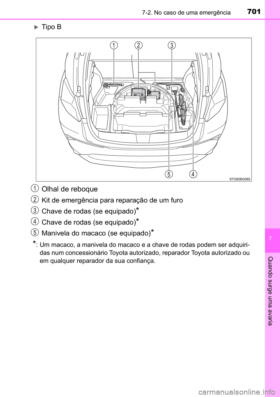 TOYOTA C-HR 2022  Manual de utilização (in Portuguese) 701������1�R��F�D�V�R��G�H��X�P�D��H�P�H�U�J�r�Q�F�L�D
�
�4�X�D�Q�G�R��V�X�U�J�H��X�P�D��D�Y�D�U�L�D
�X�7�L�S�R��%
�2�O�K�D�O��G�H��U�H�E�R�T�X�H
�.�L�W��G�H��H�P�H�U�J�r�Q�F�L�D��S
