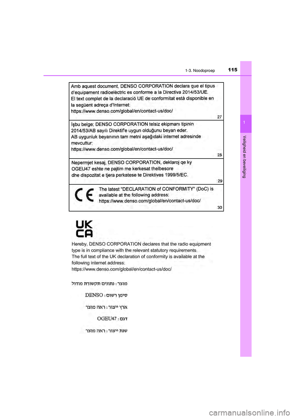 TOYOTA C-HR 2022  Instructieboekje (in Dutch) 1151-3. Noodoproep
1
Veiligheid en beveiliging
C-HR_HV_OM_Europe_OM10720E
C-HR_HV_OM_Europe_OM10720E.book  Page 115  Monday, October 11, 2021  9:41 AM 