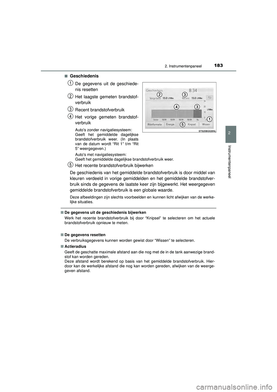 TOYOTA C-HR 2022 Instructieboekje (in Dutch) 1832. Instrumentenpaneel
2
Instrumentenpaneel
C-HR_HV_OM_Europe_OM10720E■
Geschiedenis
De gegevens uit de geschiede-
nis resetten
Het laagste gemeten brandstof-
verbruik
Recent brandstofverbruik
Het TOYOTA C-HR 2022 Instructieboekje (in Dutch) 1832. Instrumentenpaneel
2
Instrumentenpaneel
C-HR_HV_OM_Europe_OM10720E■
Geschiedenis
De gegevens uit de geschiede-
nis resetten
Het laagste gemeten brandstof-
verbruik
Recent brandstofverbruik
Het