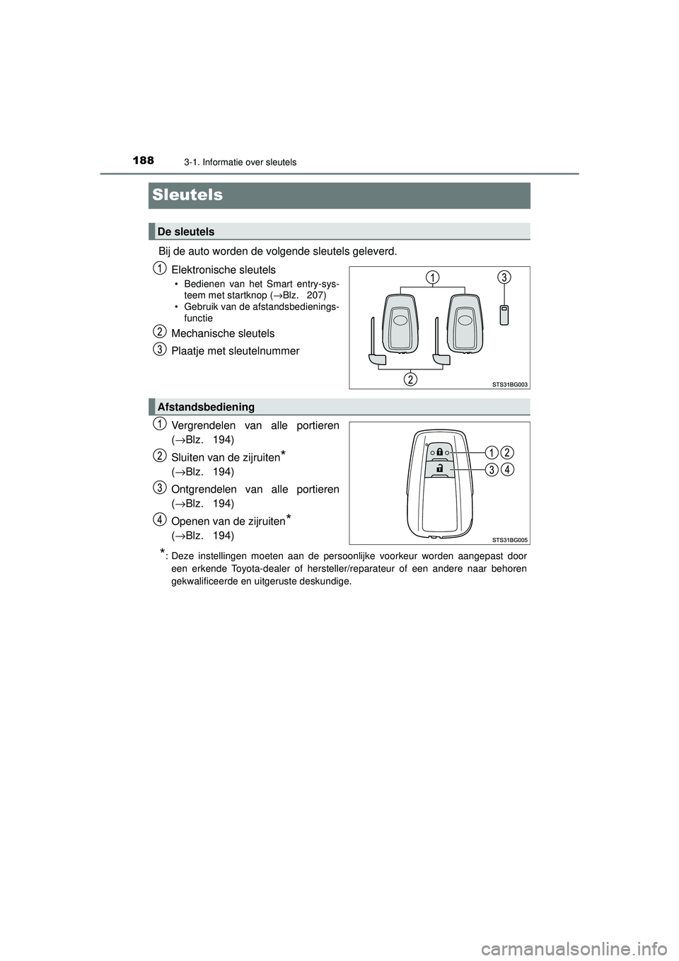 TOYOTA C-HR 2022 Instructieboekje (in Dutch) 1883-1. Informatie over sleutels
C-HR_HV_OM_Europe_OM10720E
Sleutels
Bij de auto worden de volgende sleutels geleverd.Elektronische sleutels
• Bedienen van het Smart entry-sys-teem met startknop ( TOYOTA C-HR 2022 Instructieboekje (in Dutch) 1883-1. Informatie over sleutels
C-HR_HV_OM_Europe_OM10720E
Sleutels
Bij de auto worden de volgende sleutels geleverd.Elektronische sleutels
• Bedienen van het Smart entry-sys-teem met startknop (