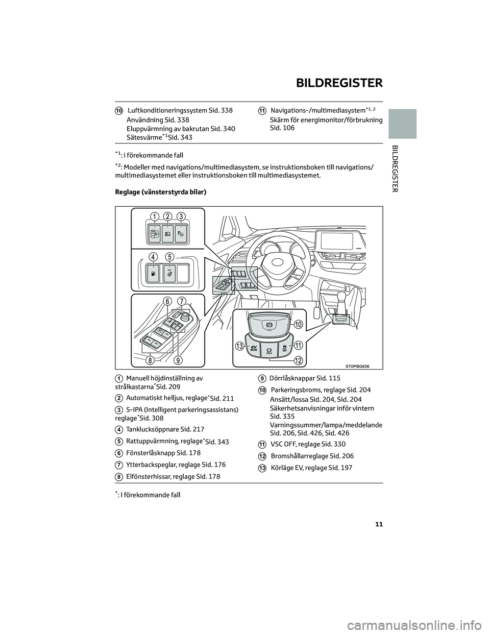 TOYOTA C-HR 2022 Bruksanvisningar (in Swedish) 10Luftkonditioneringssystem Sid. 338
Användning Sid. 338
Eluppvärmning av bakrutan Sid. 340
Sätesvärme
*1Sid. 343
11Navigations-/multimediasystem*1, 2
Skärm för energimonitor/förbrukning
Sid. 1 TOYOTA C-HR 2022 Bruksanvisningar (in Swedish) 10Luftkonditioneringssystem Sid. 338
Användning Sid. 338
Eluppvärmning av bakrutan Sid. 340
Sätesvärme
*1Sid. 343
11Navigations-/multimediasystem*1, 2
Skärm för energimonitor/förbrukning
Sid. 1