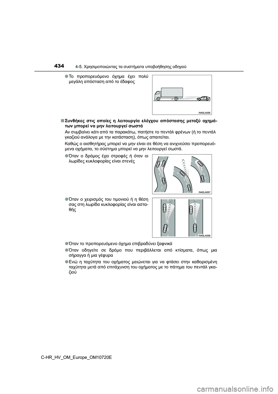 TOYOTA C-HR 2022 ΟΔΗΓΌΣ ΧΡΉΣΗΣ (in Greek) 4344-5. Χρησιμοποιώντας τα συστήματα υποβοήθησης οδηγού
C-HR_HV_OM_Europe_OM10720E■Συνθήκες στις οποίες η λειτουργία ελέγ TOYOTA C-HR 2022 ΟΔΗΓΌΣ ΧΡΉΣΗΣ (in Greek) 4344-5. Χρησιμοποιώντας τα συστήματα υποβοήθησης οδηγού
C-HR_HV_OM_Europe_OM10720E■Συνθήκες στις οποίες η λειτουργία ελέγ