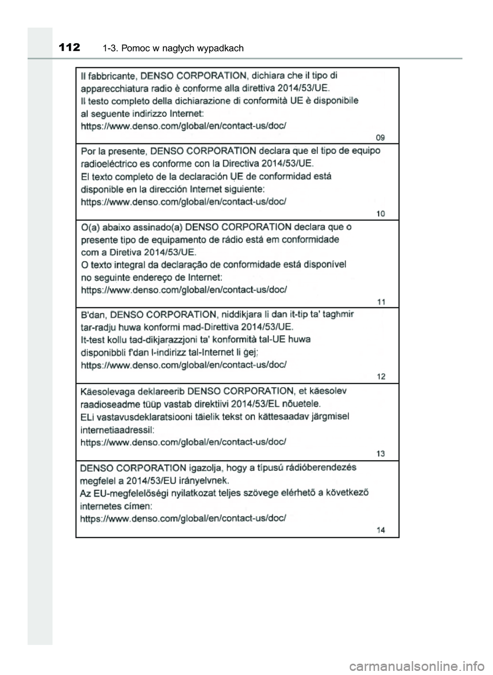 TOYOTA C-HR 2022  Instrukcja obsługi (in Polish) 1121-3. Pomoc w nag∏ych wypadkach
9 C_HR HV OM10720E  16/3/22  2:50  Page 112 