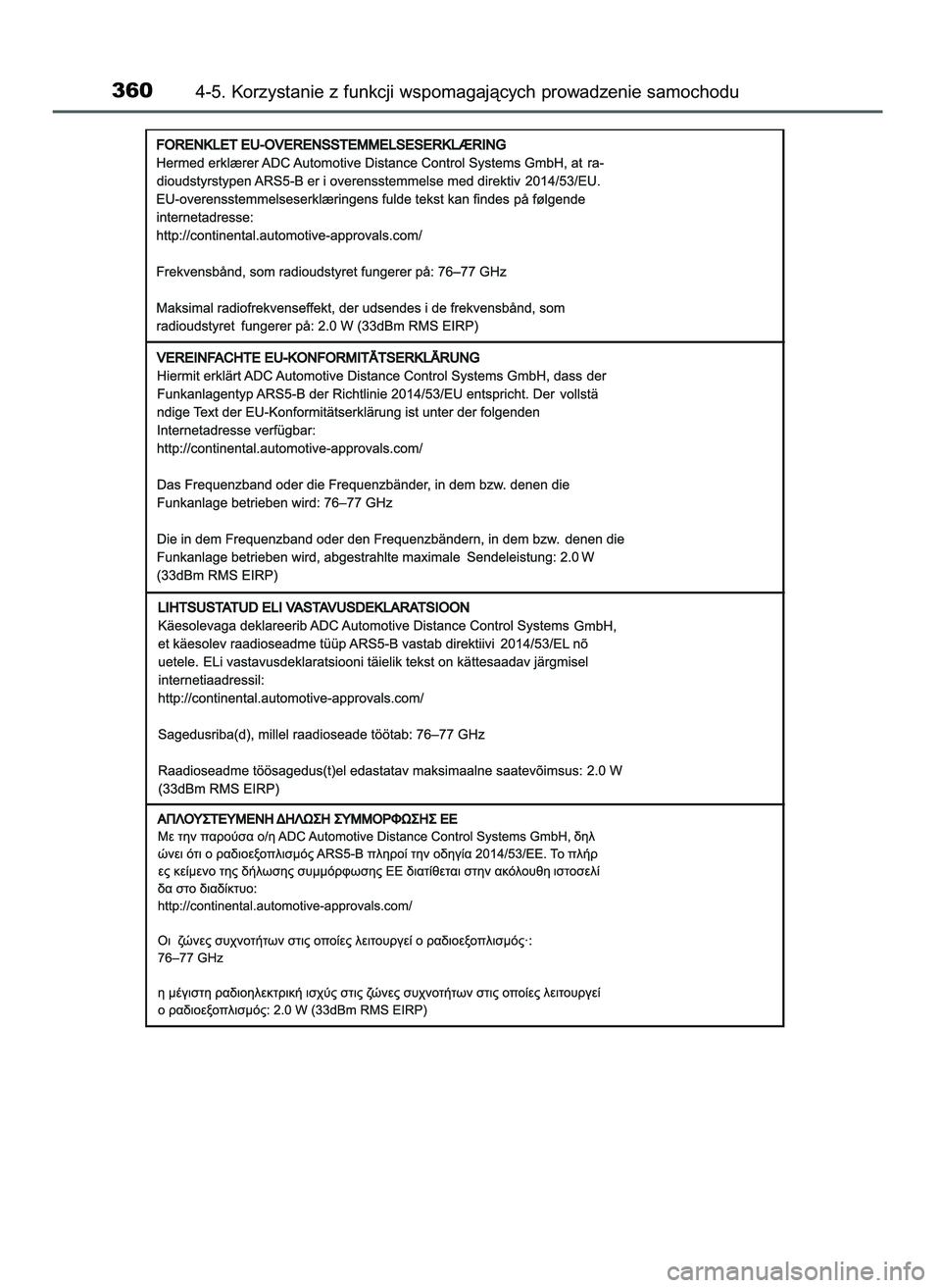 TOYOTA C-HR 2022  Instrukcja obsługi (in Polish) 3604-5. Korzystanie z funkcji wspomagajàcych prowadzenie samochodu
9 C_HR HV OM10720E  16/3/22  2:51  Page 360 