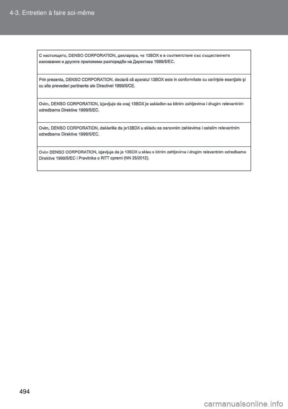 TOYOTA VERSO 2015  Notices Demploi (in French) 494 4-3. Entretien à faire soi-même 