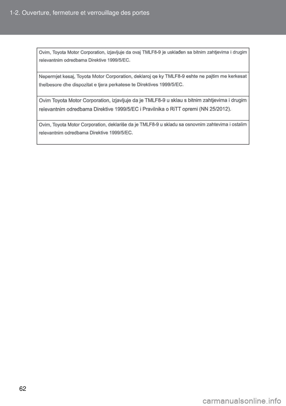 TOYOTA VERSO 2015  Notices Demploi (in French) 62 1-2. Ouverture, fermeture et verrouillage des portes 