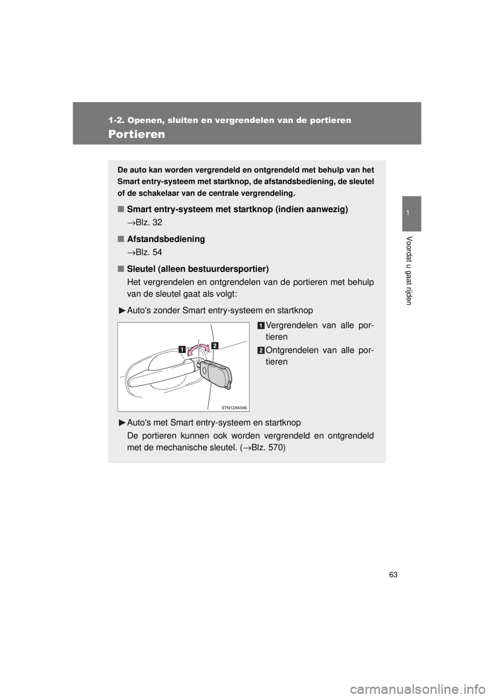 TOYOTA VERSO 2015 Instructieboekje (in Dutch) 63
1
1-2. Openen, sluiten en vergrendelen van de portieren
Voordat u gaat rijden
VERSO(BMW)_WE_OM64558E
Por tieren
De auto kan worden vergrendeld en ontgrendeld met behulp van het
Smart entry-systeem TOYOTA VERSO 2015 Instructieboekje (in Dutch) 63
1
1-2. Openen, sluiten en vergrendelen van de portieren
Voordat u gaat rijden
VERSO(BMW)_WE_OM64558E
Por tieren
De auto kan worden vergrendeld en ontgrendeld met behulp van het
Smart entry-systeem