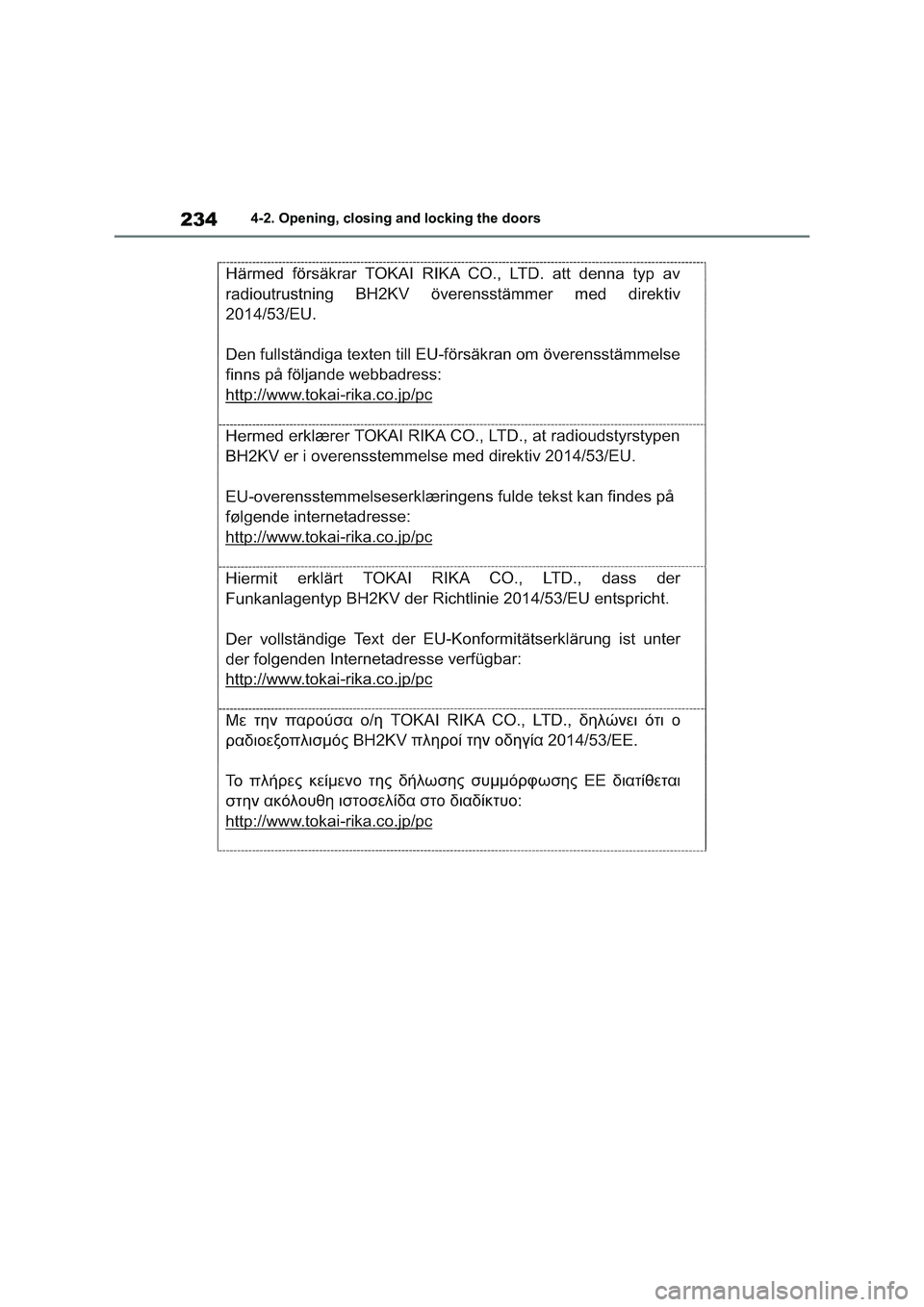 TOYOTA VERSO S 2011 Owners Manual 2344-2. Opening, closing and locking the doors TOYOTA VERSO S 2011 Owners Manual 2344-2. Opening, closing and locking the doors
