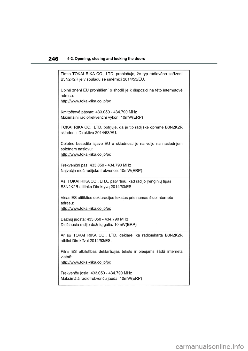 TOYOTA VERSO S 2011 Owners Manual 2464-2. Opening, closing and locking the doors TOYOTA VERSO S 2011 Owners Manual 2464-2. Opening, closing and locking the doors