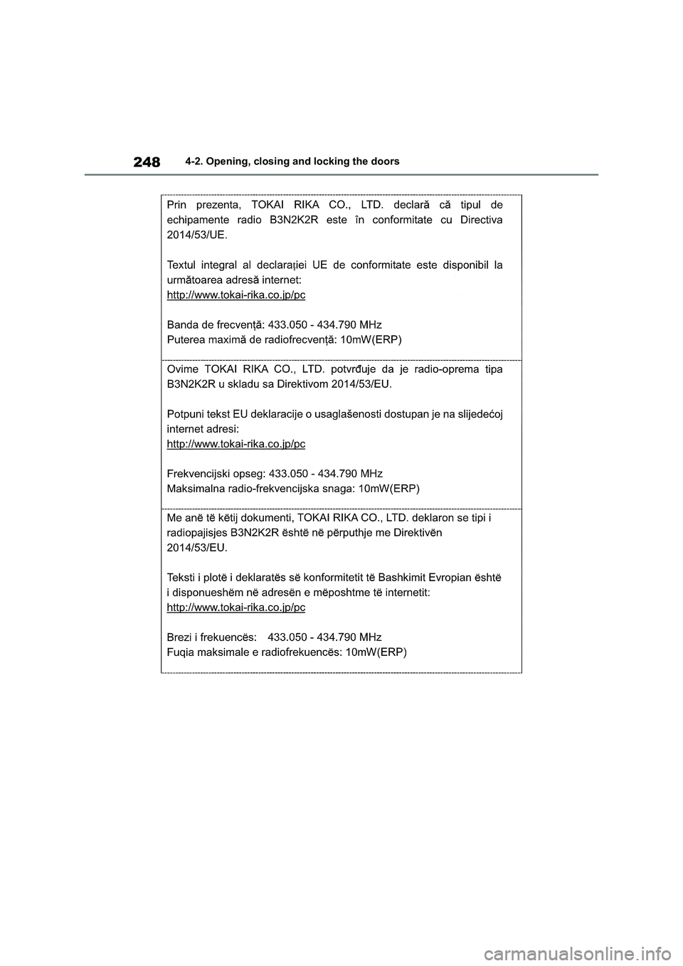 TOYOTA VERSO S 2011 Owners Manual 2484-2. Opening, closing and locking the doors TOYOTA VERSO S 2011 Owners Manual 2484-2. Opening, closing and locking the doors
