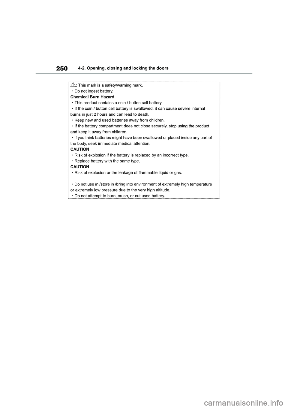 TOYOTA VERSO S 2011 Owners Manual 2504-2. Opening, closing and locking the doors TOYOTA VERSO S 2011 Owners Manual 2504-2. Opening, closing and locking the doors