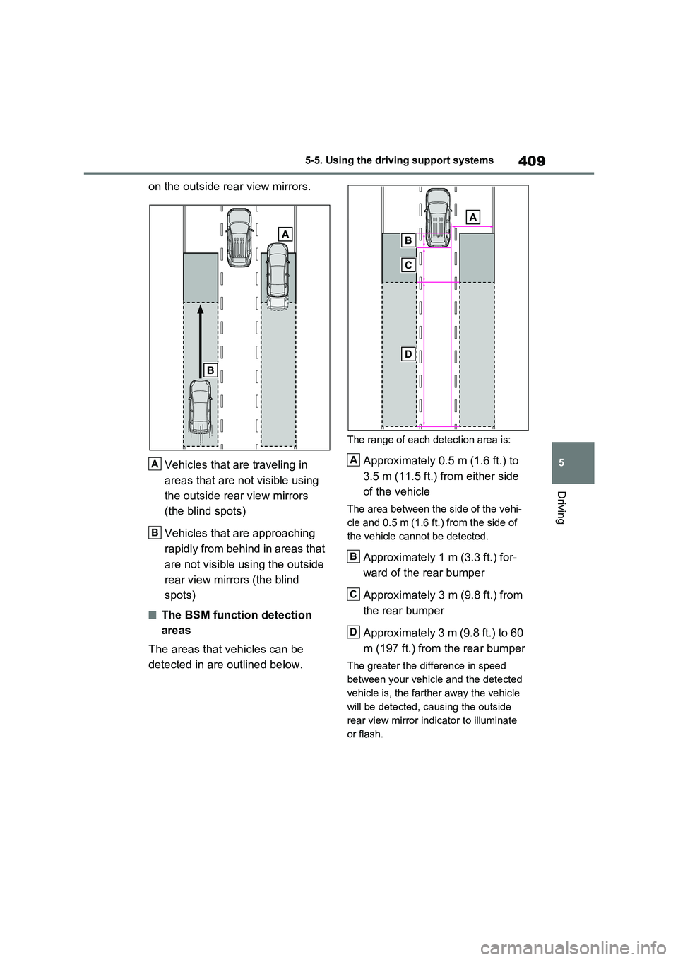 TOYOTA VERSO S 2011 Owners Manual 409
5
5-5. Using the driving support systems
Driving
on the outside rear view mirrors.
Vehicles that are traveling in
areas that are not visible using
the outside rear view mirrors
(the blind TOYOTA VERSO S 2011 Owners Manual 409
5
5-5. Using the driving support systems
Driving
on the outside rear view mirrors.
Vehicles that are traveling in
areas that are not visible using
the outside rear view mirrors
(the blind