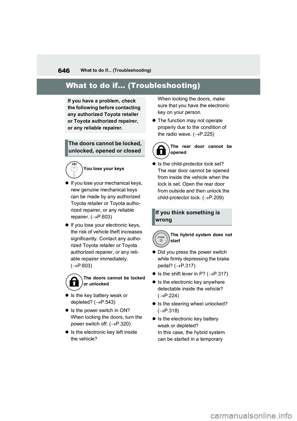 TOYOTA VERSO S 2011 Owners Manual 646What to do if... (Troubleshooting)
1-1.What to d o if... (Tro ubleshoo ting)What to do if... (Troubleshooting)
If you lose your mechanical keys,
new genuine mechanical keys
can be made by an TOYOTA VERSO S 2011 Owners Manual 646What to do if... (Troubleshooting)
1-1.What to d o if... (Tro ubleshoo ting)What to do if... (Troubleshooting)
If you lose your mechanical keys,
new genuine mechanical keys
can be made by an