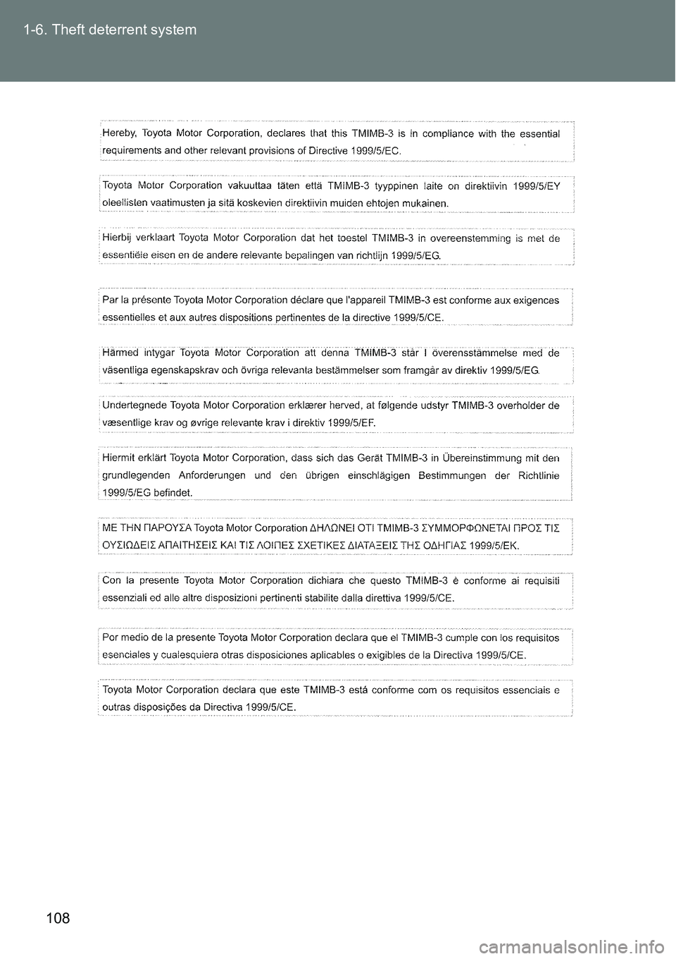 TOYOTA VERSO S 2015  Owners Manual 108 1-6. Theft deterrent system 