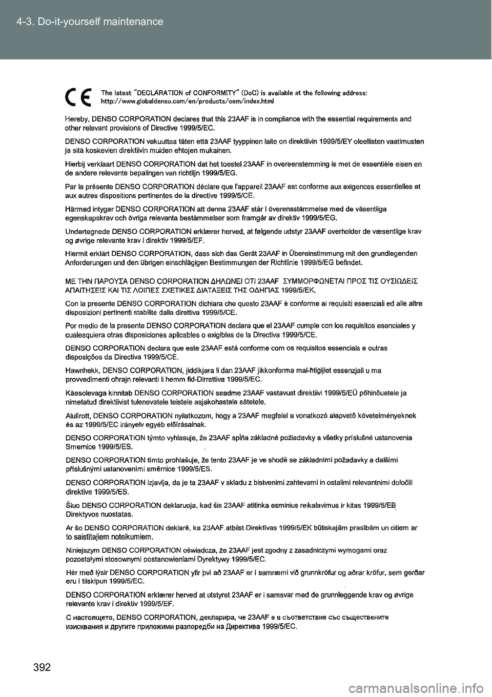 TOYOTA VERSO S 2015 Owners Manual 392 4-3. Do-it-yourself maintenance TOYOTA VERSO S 2015 Owners Manual 392 4-3. Do-it-yourself maintenance