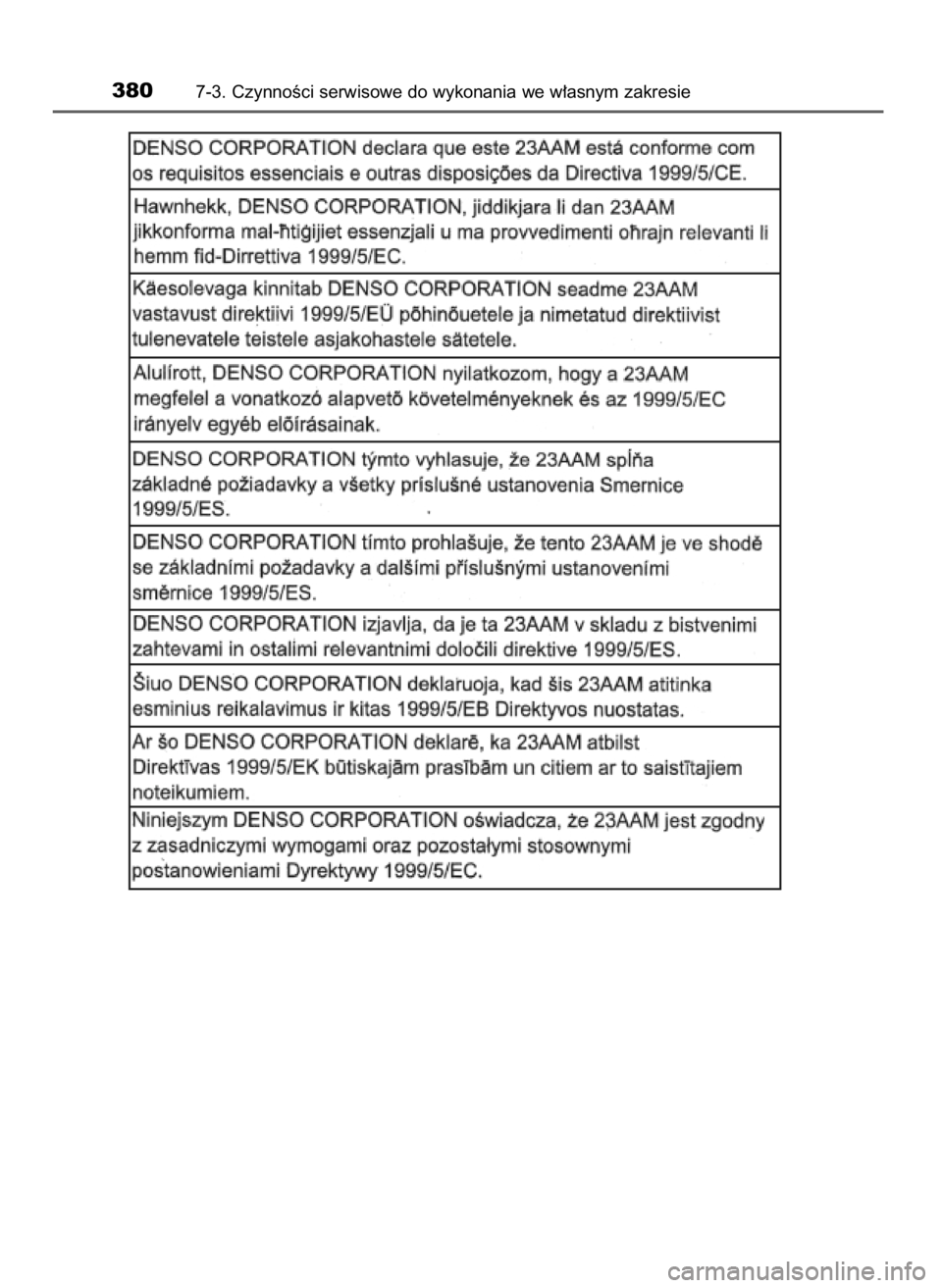 TOYOTA YARIS 2016  Instrukcja obsługi (in Polish) 3807-3. CzynnoÊci serwisowe do wykonania we w∏asnym zakresie
40 YARIS OM52G04E  28/8/15  8:41  Page 380    (Black plate) 