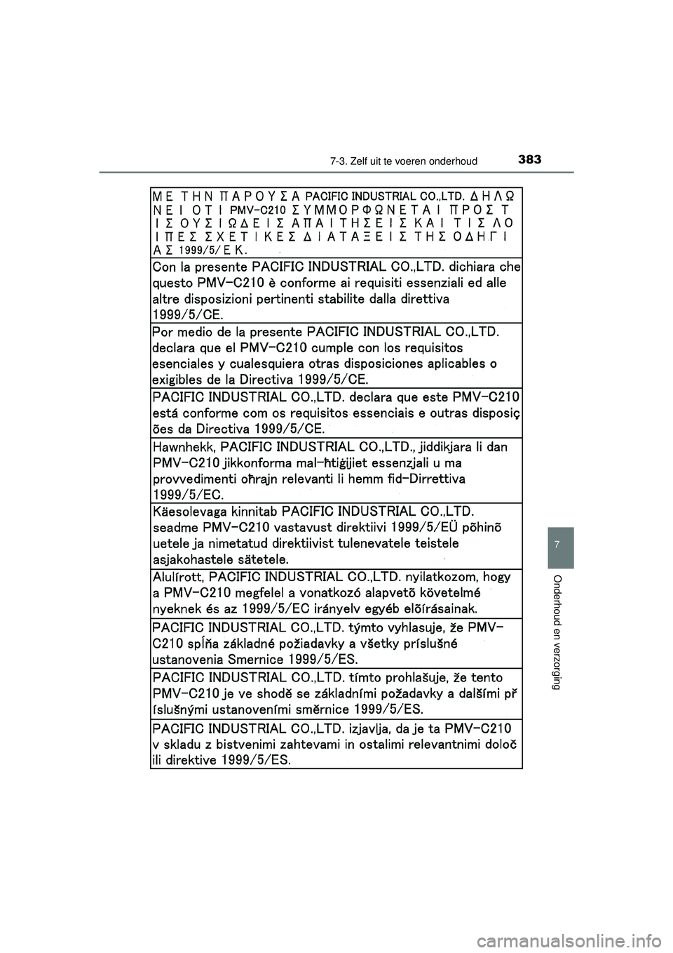 TOYOTA YARIS 2016  Instructieboekje (in Dutch) 3837-3. Zelf uit te voeren onderhoud
7
Onderhoud en verzorging
YARIS_F_WE_52G04NL
YARIS F_OM_Europe_OM52G04E.book  Page 383  Monday, August 31, 2015  2:42 PM 