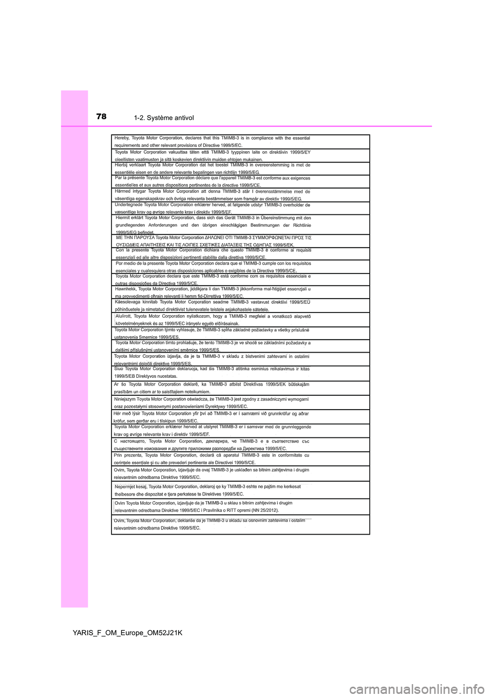TOYOTA YARIS 2017 Notices Demploi (in French) 781-2. Système antivol
YARIS_F_OM_Europe_OM52J21K TOYOTA YARIS 2017 Notices Demploi (in French) 781-2. Système antivol
YARIS_F_OM_Europe_OM52J21K