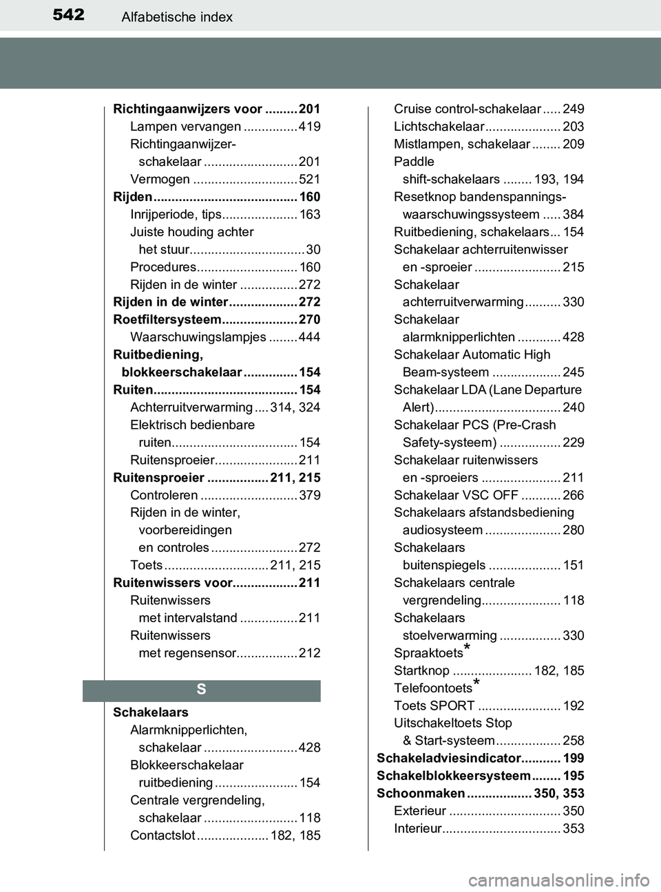 TOYOTA YARIS 2017  Instructieboekje (in Dutch) 542Alfabetische index
YARIS_F_OM_Europe_OM52J20E
Richtingaanwijzers voor ......... 201
Lampen vervangen ............... 419
Richtingaanwijzer-
schakelaar .......................... 201
Vermogen ......