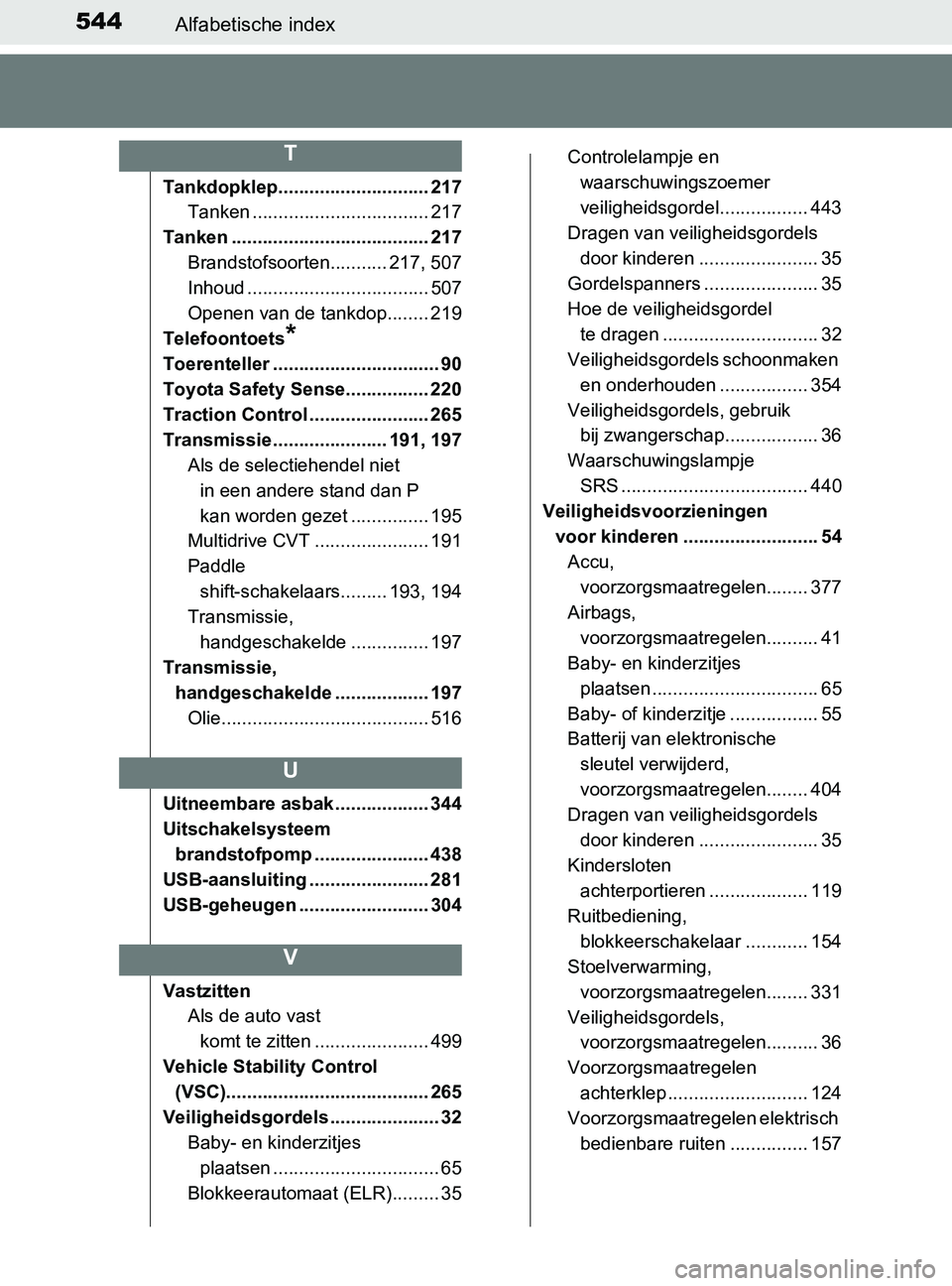 TOYOTA YARIS 2017  Instructieboekje (in Dutch) 544Alfabetische index
YARIS_F_OM_Europe_OM52J20E
Tankdopklep............................. 217
Tanken .................................. 217
Tanken ...................................... 217
Brandstofs