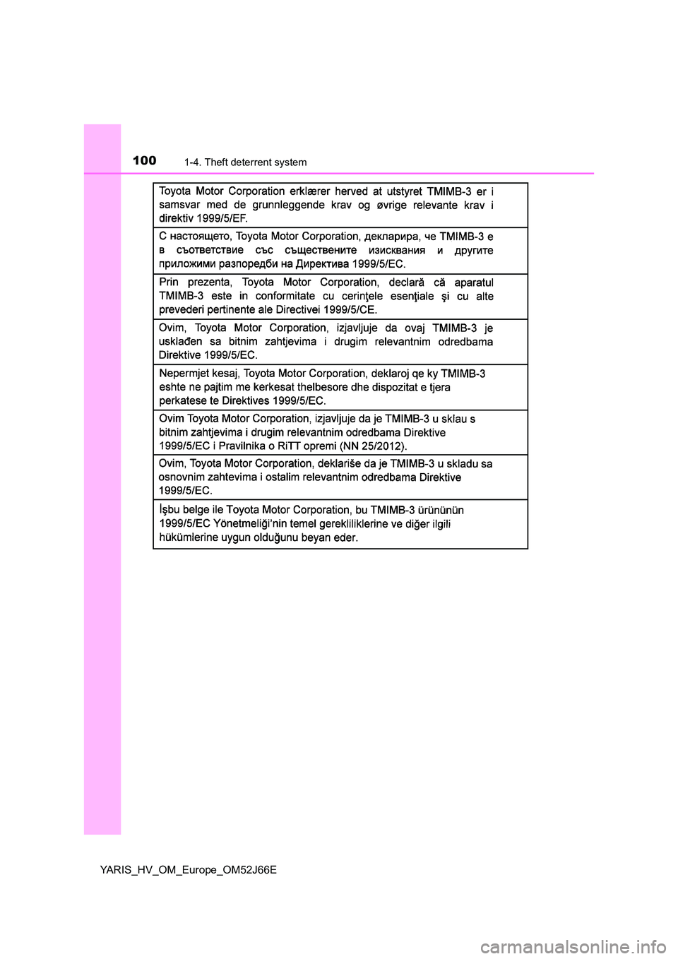 TOYOTA YARIS 2018 Owners Manual 1001-4. Theft deterrent system
YARIS_HV_OM_Europe_OM52J66E TOYOTA YARIS 2018 Owners Manual 1001-4. Theft deterrent system
YARIS_HV_OM_Europe_OM52J66E
