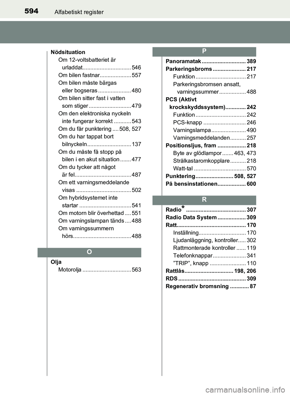 TOYOTA YARIS 2019 Bruksanvisningar (in Swedish) 594Alfabetiskt register
YARIS_HV_OM_Europe_OM52K29SE
NödsituationOm 12-voltsbatteriet är
urladdat............................... 546
Om bilen fastnar.................... 557
Om bilen måste bärgas TOYOTA YARIS 2019 Bruksanvisningar (in Swedish) 594Alfabetiskt register
YARIS_HV_OM_Europe_OM52K29SE
NödsituationOm 12-voltsbatteriet är
urladdat............................... 546
Om bilen fastnar.................... 557
Om bilen måste bärgas