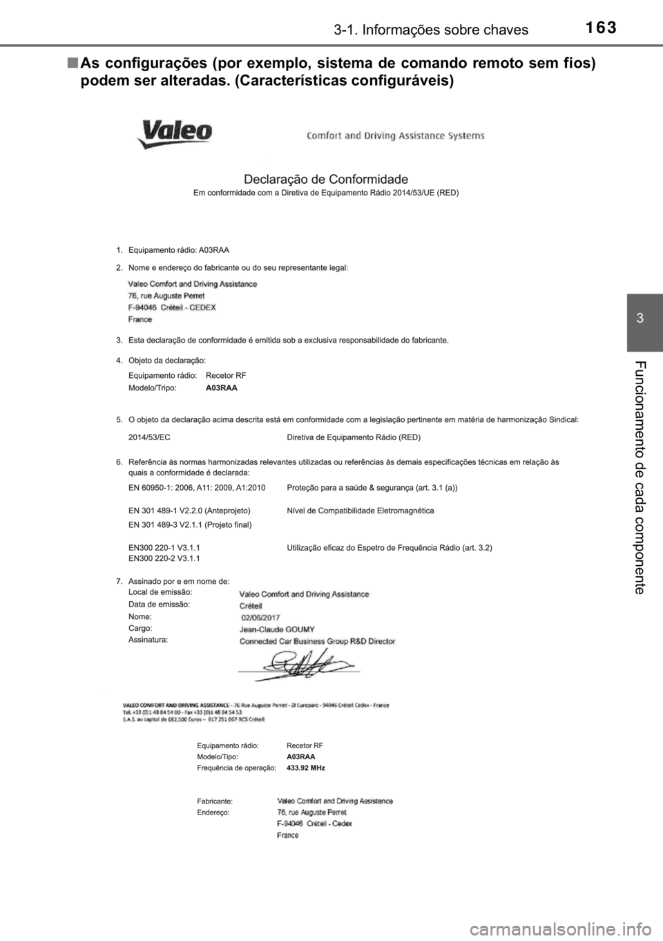 TOYOTA YARIS 2019  Manual de utilização (in Portuguese) 163������,�Q�I�R�U�P�D�o�}�H�V��V�R�E�U�H��F�K�D�Y�H�V
�
�)�X�Q�F�L�R�Q�D�P�H�Q�W�R��G�H��F�D�G�D��F�R�P�S�R�Q�H�Q�W�H
■�$�V� �F�R�Q�I�L�J�X�U�D�o�}�H�V� ��S�R�U� �H�[�H�P�S�O�R�� �