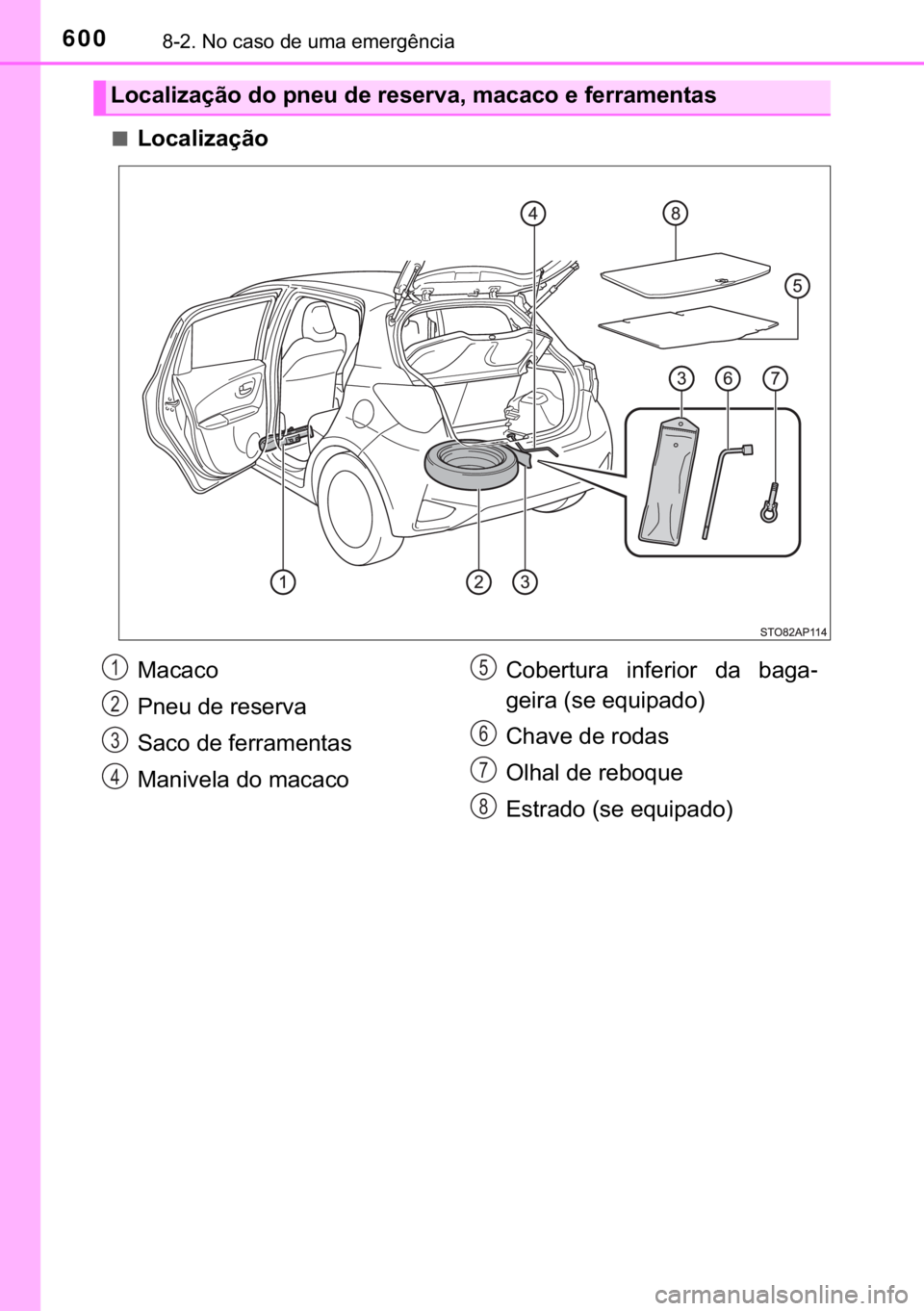 TOYOTA YARIS 2019  Manual de utilização (in Portuguese) 600������1�R��F�D�V�R��G�H��X�P�D��H�P�H�U�J�r�Q�F�L�D
■�/�R�F�D�O�L�]�D�o�m�R
<002f005200460044004f004c005d0044006f006d005200030047005200030053005100480058000300470048000300550048005600480