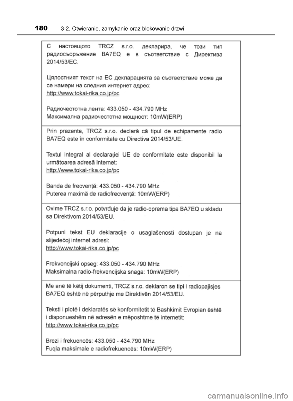 TOYOTA YARIS 2020 Instrukcja obsługi (in Polish) 1803-2. Otwieranie, zamykanie oraz blokowanie drzwi
10 YARIS OM52A54E 8/4/19 11:06 Page 180 (Black plate) TOYOTA YARIS 2020 Instrukcja obsługi (in Polish) 1803-2. Otwieranie, zamykanie oraz blokowanie drzwi
10 YARIS OM52A54E 8/4/19 11:06 Page 180 (Black plate)