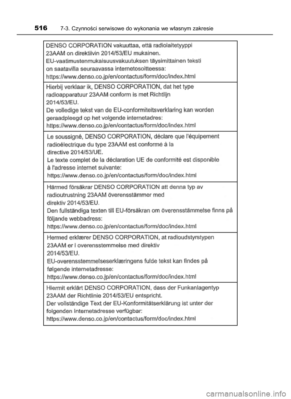 TOYOTA YARIS 2020 Instrukcja obsługi (in Polish) 5167-3. CzynnoÊci serwisowe do wykonania we w∏asnym zakresie
10 YARIS OM52A54E 8/4/19 11:07 Page 516 (Black plate) TOYOTA YARIS 2020 Instrukcja obsługi (in Polish) 5167-3. CzynnoÊci serwisowe do wykonania we w∏asnym zakresie
10 YARIS OM52A54E 8/4/19 11:07 Page 516 (Black plate)