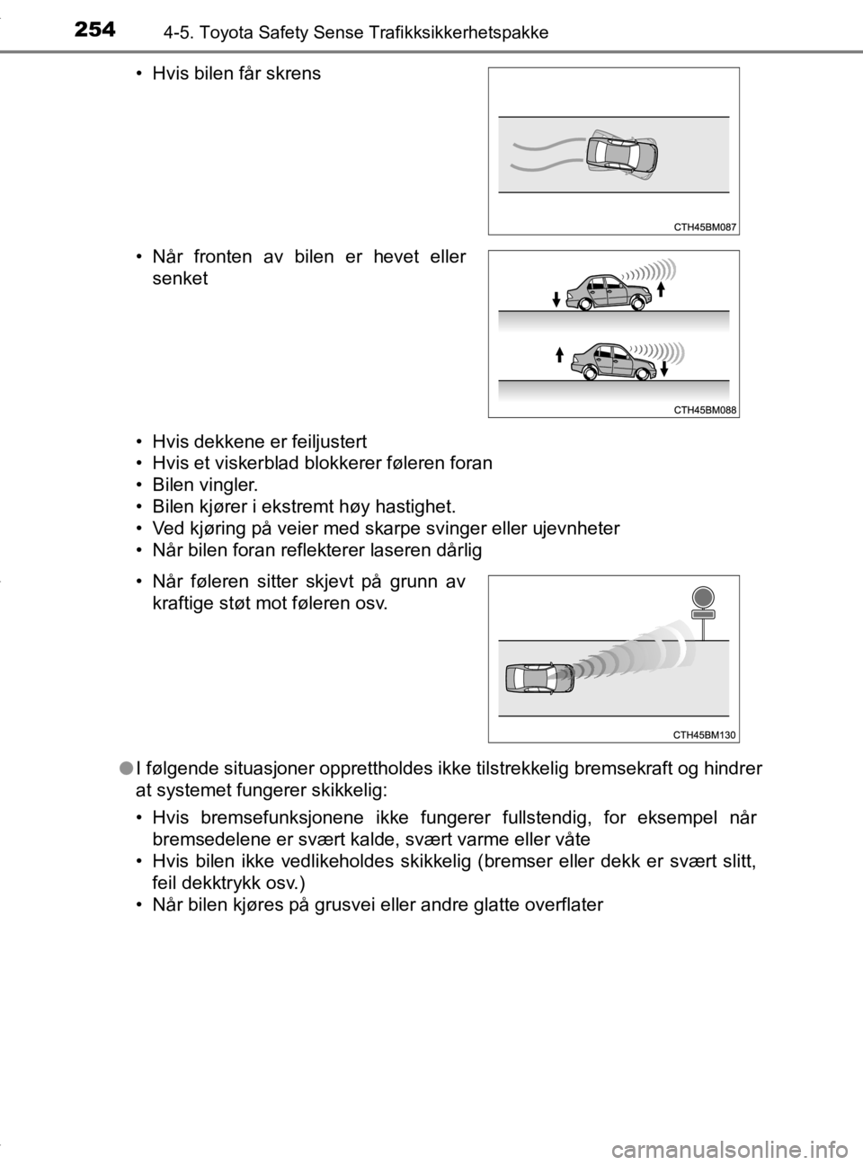 TOYOTA YARIS 2020 Instruksjoner for bruk (in Norwegian) 2544-5. Toyota Safety Sense Trafikksikkerhetspakke
YARIS_HV_OM_Europe_OM52A96NO• Hvis dekkene er feiljustert
• Hvis et viskerblad blokkerer føleren foran
• Bilen vingler.
• Bilen kjører i ek TOYOTA YARIS 2020 Instruksjoner for bruk (in Norwegian) 2544-5. Toyota Safety Sense Trafikksikkerhetspakke
YARIS_HV_OM_Europe_OM52A96NO• Hvis dekkene er feiljustert
• Hvis et viskerblad blokkerer føleren foran
• Bilen vingler.
• Bilen kjører i ek