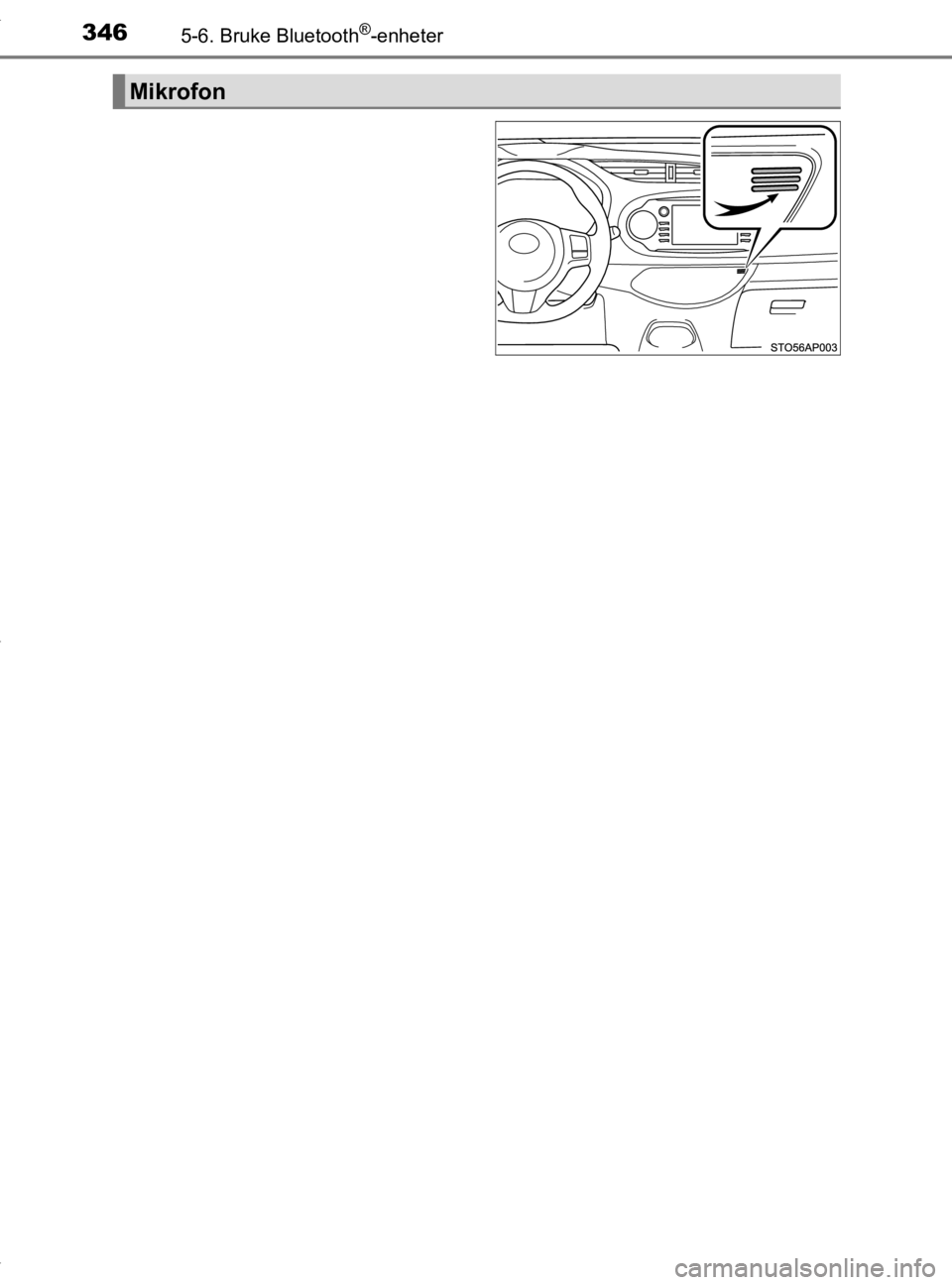 TOYOTA YARIS 2020 Instruksjoner for bruk (in Norwegian) 3465-6. Bruke Bluetooth®-enheter
YARIS_HV_OM_Europe_OM52A96NO
Mikrofon
OM52A96NO.book Page 346 Tuesday, August 20, 2019 3:26 PM TOYOTA YARIS 2020 Instruksjoner for bruk (in Norwegian) 3465-6. Bruke Bluetooth®-enheter
YARIS_HV_OM_Europe_OM52A96NO
Mikrofon
OM52A96NO.book Page 346 Tuesday, August 20, 2019 3:26 PM