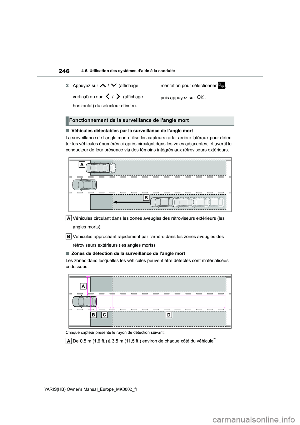 TOYOTA YARIS 2021 Notices Demploi (in French) 246
YARIS(HB) Owners Manual_Europe_MK0002_fr
4-5. Utilisation des systèmes d’aide à la conduite
2Appuyez sur / (affichage
vertical) ou sur / (affichage
horizontal) du sélecteur d’i TOYOTA YARIS 2021 Notices Demploi (in French) 246
YARIS(HB) Owners Manual_Europe_MK0002_fr
4-5. Utilisation des systèmes d’aide à la conduite
2Appuyez sur / (affichage
vertical) ou sur / (affichage
horizontal) du sélecteur d’i