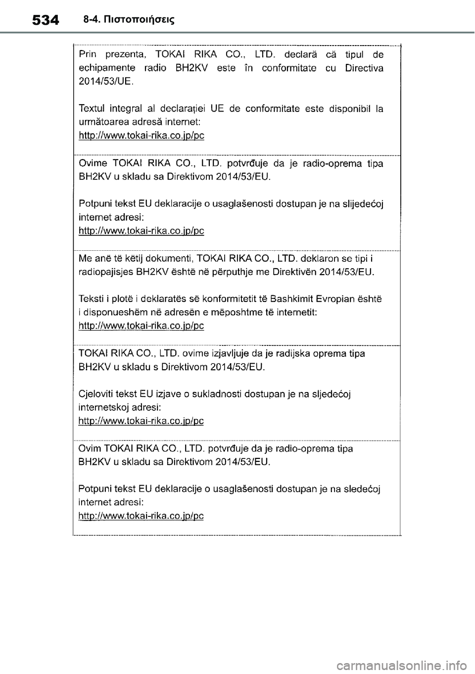 TOYOTA YARIS 2021  ΟΔΗΓΌΣ ΧΡΉΣΗΣ (in Greek) 5348-4. Πιστοποιήσεις 