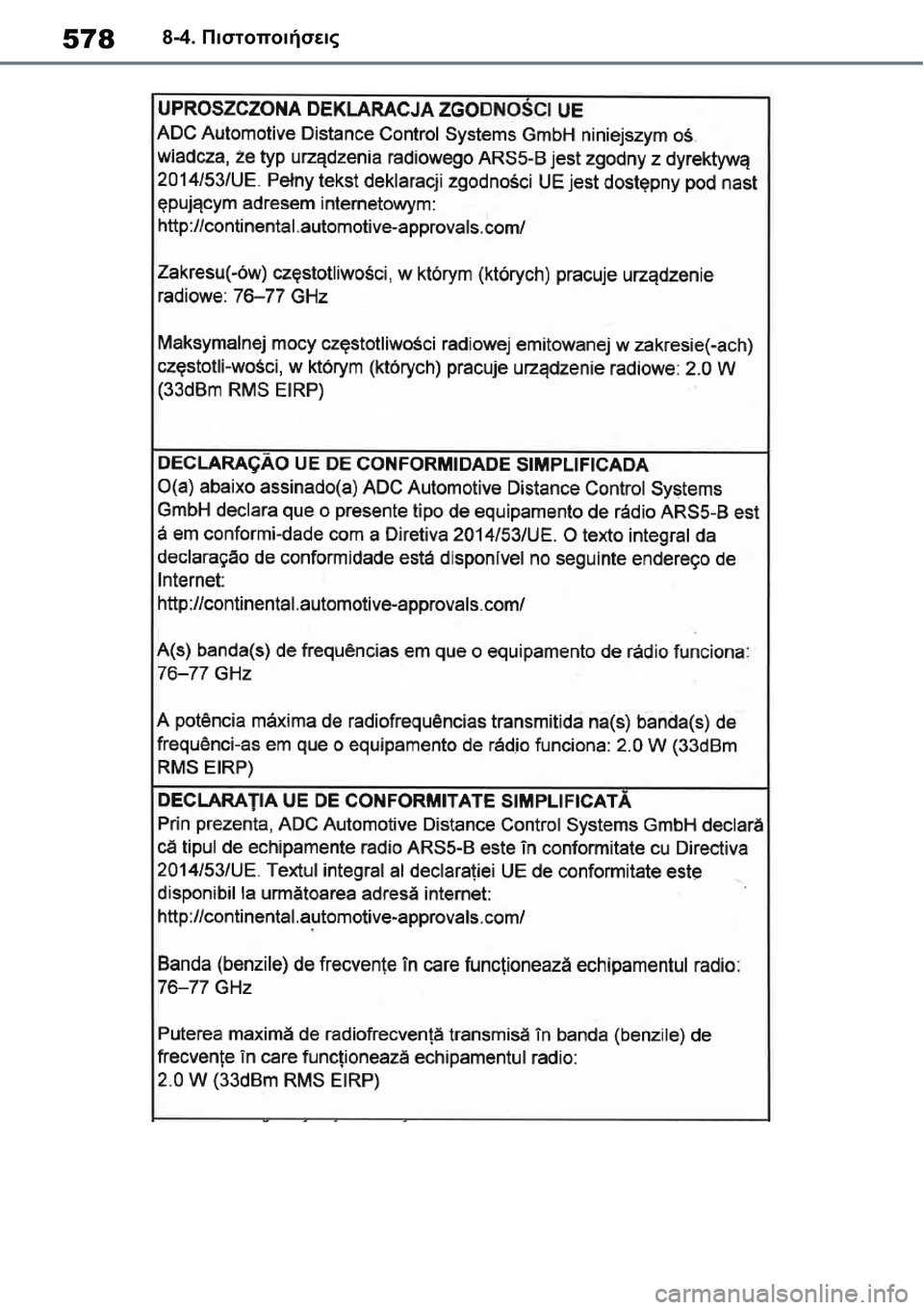TOYOTA YARIS 2021  ΟΔΗΓΌΣ ΧΡΉΣΗΣ (in Greek) 5788-4. Πιστοποιήσεις 