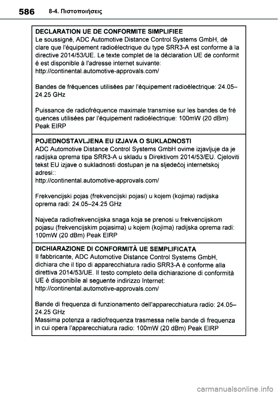 TOYOTA YARIS 2021  ΟΔΗΓΌΣ ΧΡΉΣΗΣ (in Greek) 5868-4. Πιστοποιήσεις 