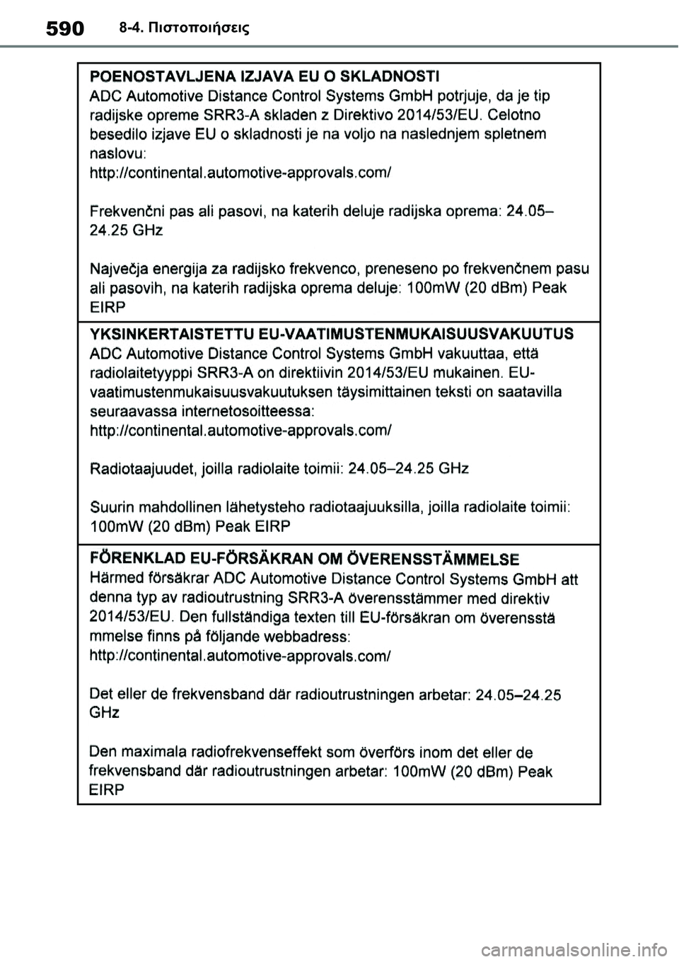 TOYOTA YARIS 2021  ΟΔΗΓΌΣ ΧΡΉΣΗΣ (in Greek) 5908-4. Πιστοποιήσεις 