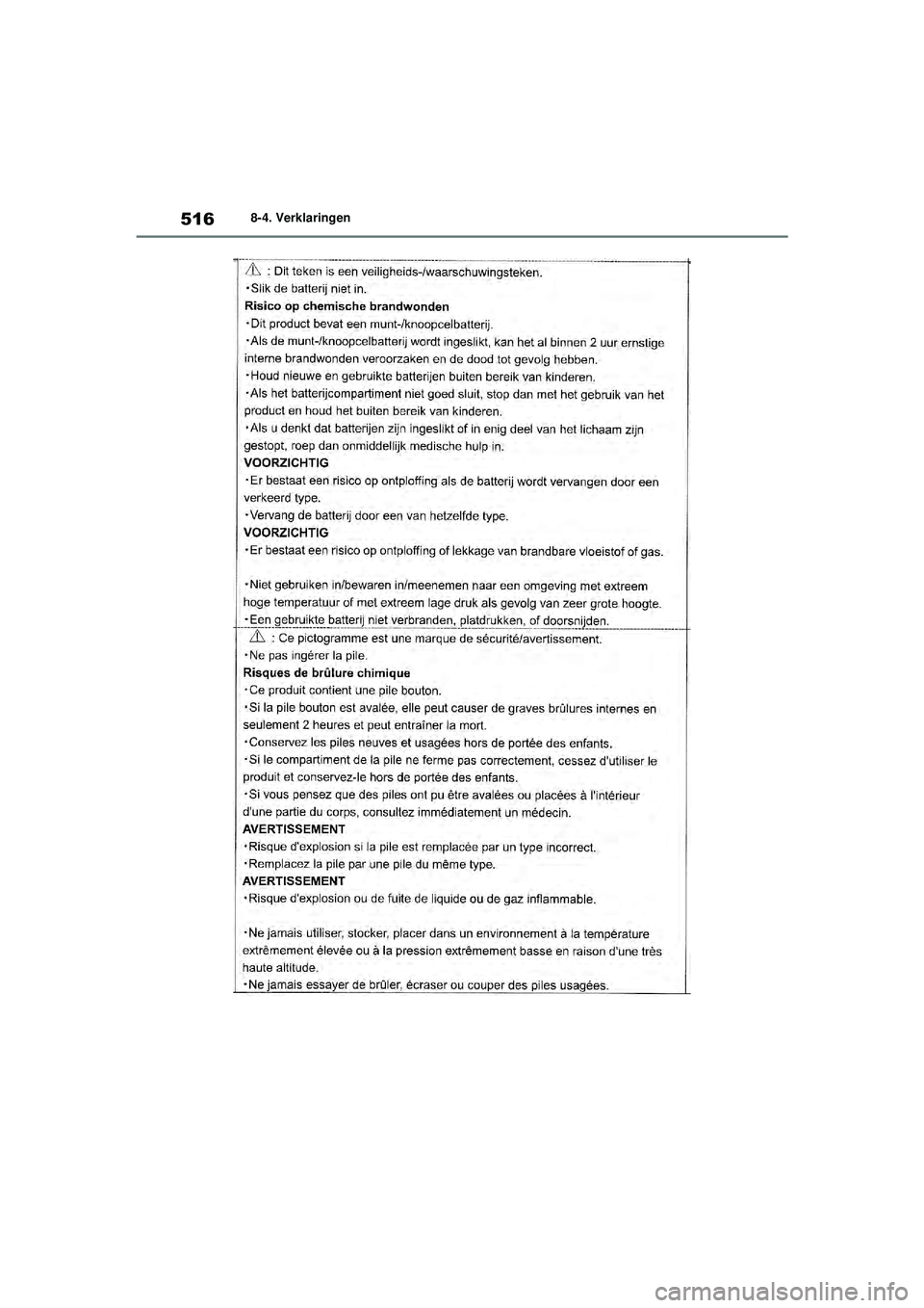 TOYOTA YARIS 2022  Instructieboekje (in Dutch) 516
Handleiding HV_Europa_M52N30_nl
8-4. Verklaringen
YARIS(HB)_HV_OM_Europe_OM52N30E.book  Page 516  Thursday, August 26, 2021  4:59 PM 