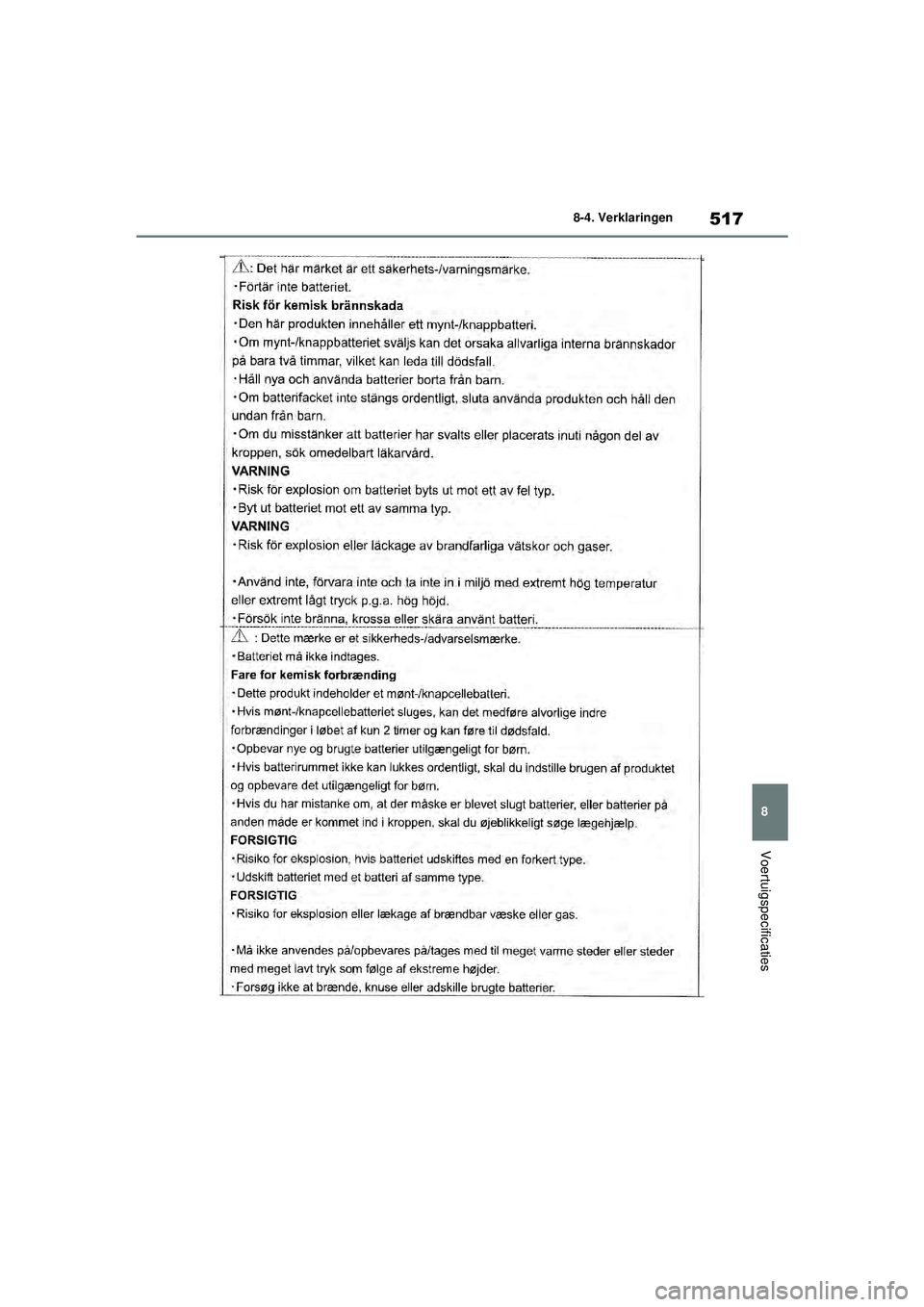 TOYOTA YARIS 2022  Instructieboekje (in Dutch) 517
8
Handleiding HV_Europa_M52N30_nl
8-4. Verklaringen
Voertuigspecificaties
YARIS(HB)_HV_OM_Europe_OM52N30E.book  Page 517  Thursday, August 26, 2021  4:59 PM 